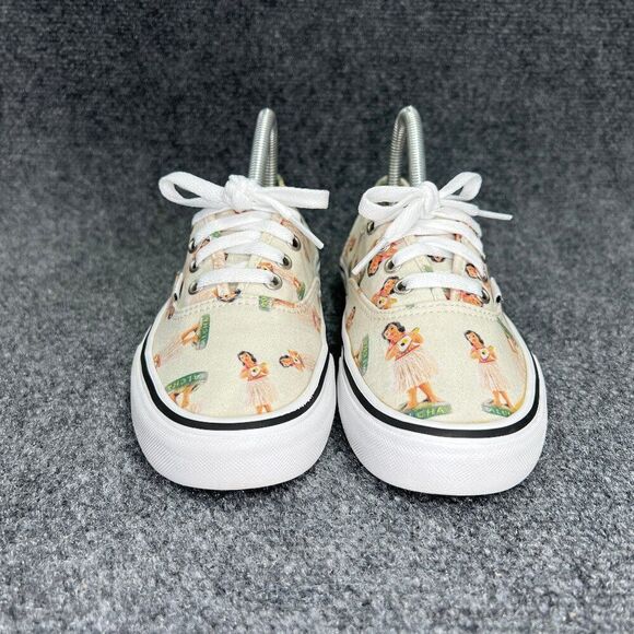 Vans‎ Sneakers Women's 7 Cream Aloha Hula Girls Low Lace Up Athletic Skate Shoes - Picture 2 of 13
